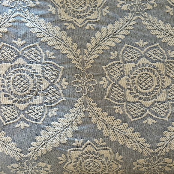 Vintage Morgan Jones Twin Coverlet Bedspread Jacquard Blue Cottage Fringe - Picture 5 of 13
